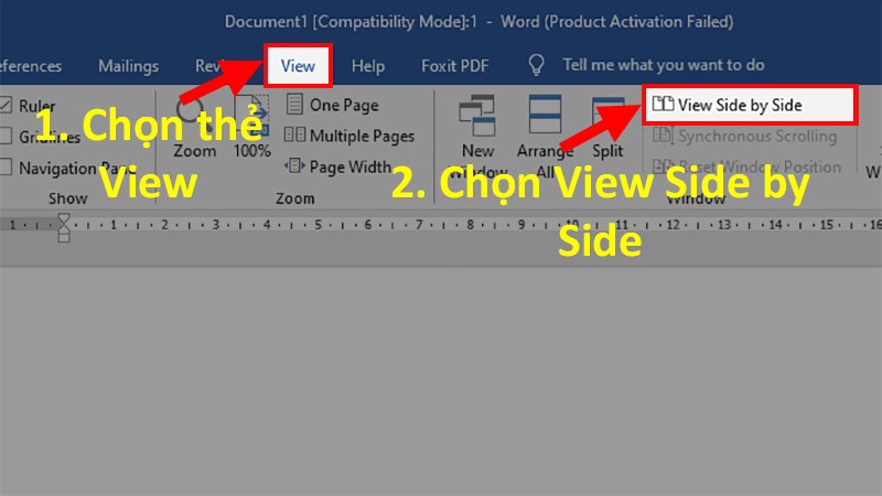 Cũng ở file Word cũ > Chọn thẻ View > Chọn Side by Side để chia màn hình theo chiều dọc trong Word